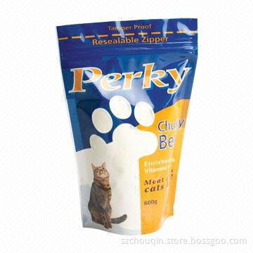 Pet Food Pouch, Made of PET/VMPET/LDPE Materials with Bottom Gusset and High-quality Zipper